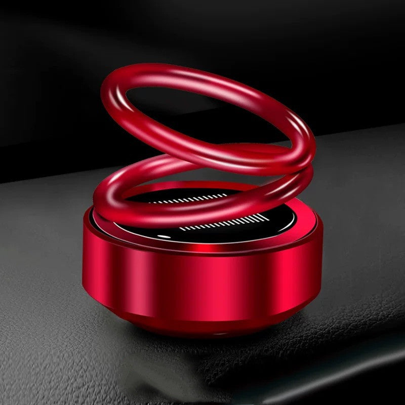 Solar Auto Rotating Car Air Freshener — Double Ring Aluminum Perfume Seat