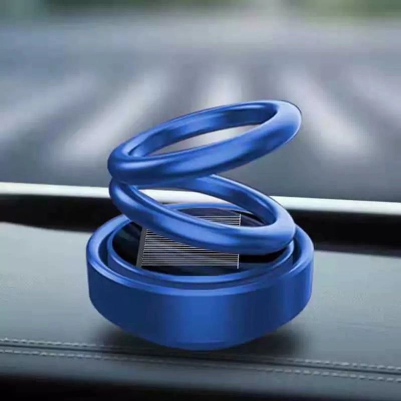 Solar Auto Rotating Car Air Freshener — Double Ring Aluminum Perfume Seat