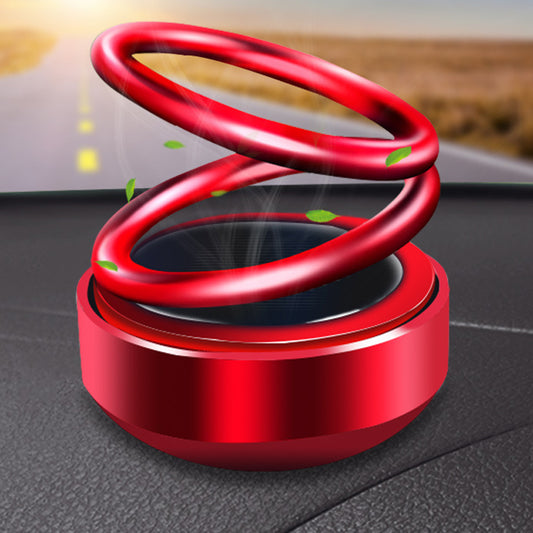 Solar Auto Rotating Car Air Freshener — Double Ring Aluminum Perfume Seat