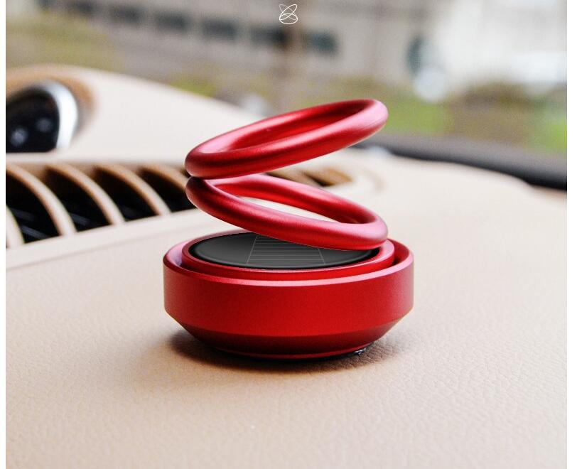 Solar Auto Rotating Car Air Freshener — Double Ring Aluminum Perfume Seat