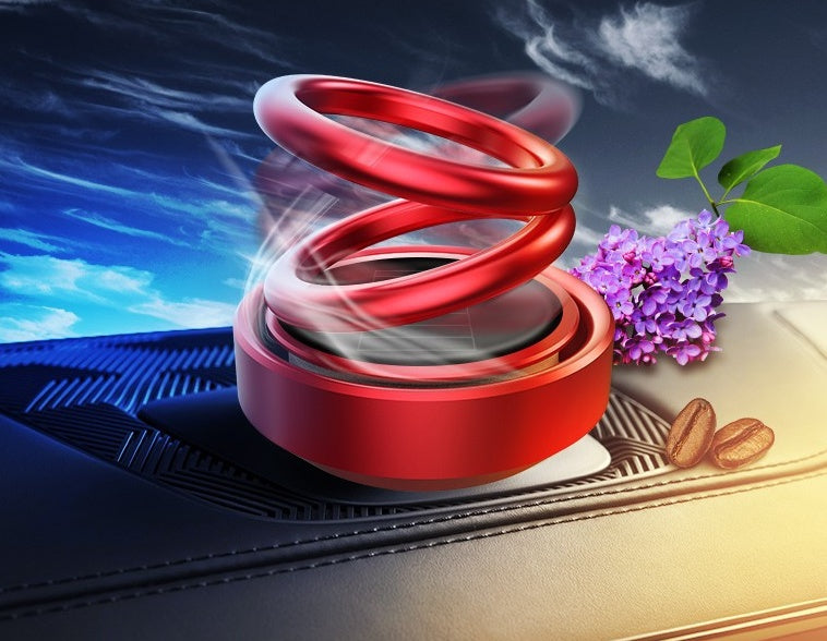 Solar Auto Rotating Car Air Freshener — Double Ring Aluminum Perfume Seat