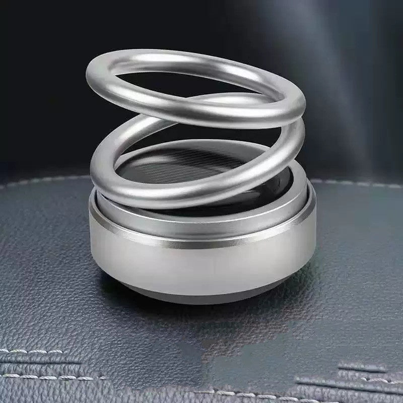 Solar Auto Rotating Car Air Freshener — Double Ring Aluminum Perfume Seat