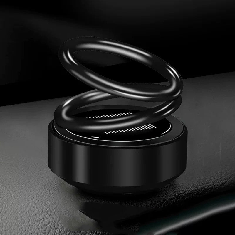 Solar Auto Rotating Car Air Freshener — Double Ring Aluminum Perfume Seat